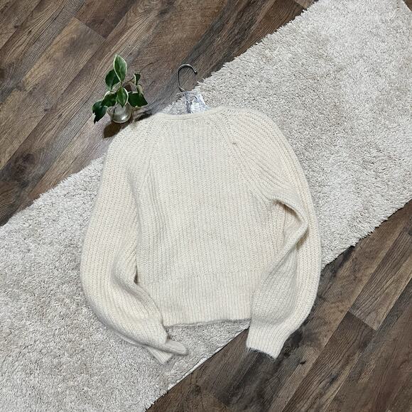 Express Size Medium Cream Wool Blend Wrap Front Sweater NWT - Picture 6 of 6